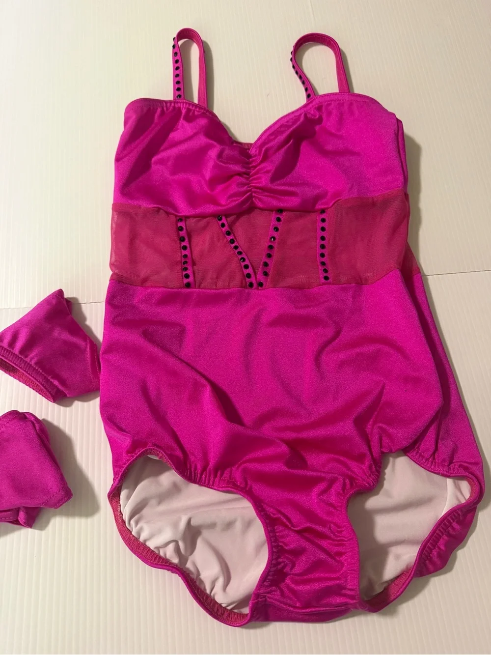 Kelle custom dance costume hot pink leotard mesh corset 5370 Camera Roll LC chil